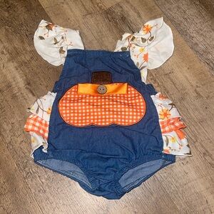 Fall/Pumpkin infant ruffle bubble 0-3 mo